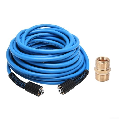 Zilimontt Strapazierfähiger Hochdruckreiniger-Schlauch-Verlängerung, M22-Gewindeanschluss, flexibles PVC-Material, 3600 PSI, maximaler Druck, blau, mehrere Längen (Typ A 15 Meter) von Zilimontt