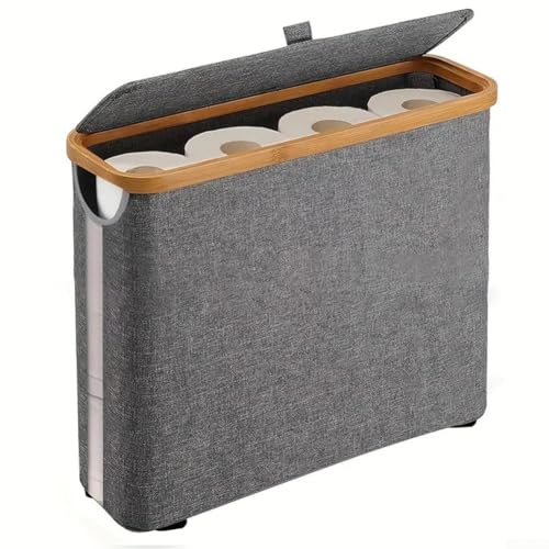 Zilimontt Toilettenpapierkorb, Badezimmer-Aufbewahrungsbox, Ständer mit Deckel, multifunktionaler Toilettenpapierkorb, hält bis zu 12 Toilettenpapierrollen (grau) von Zilimontt