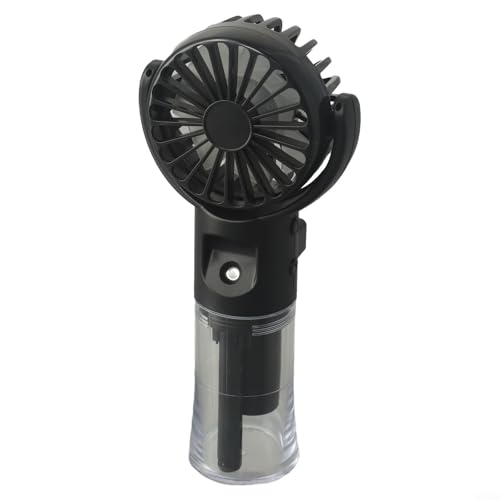 Zilimontt Tragbarer Nebelventilator, wiederaufladbarer Handventilator, mit Typ-C-Lade-Desktop, Luftbefeuchter-Funktion, für den Innen- und Außenbereich, Nebelventilator (schwarz) von Zilimontt