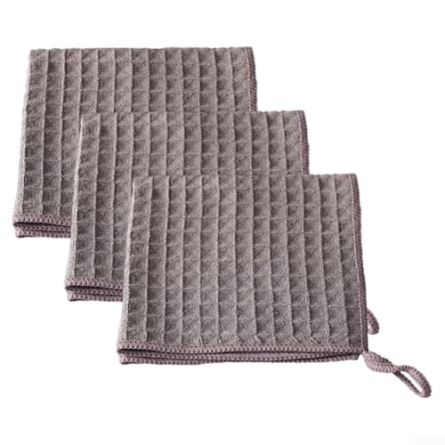 Zilimontt Ultra saugfähige Mikrofaser-Waffelgewebe Bar Reinigungstücher Küche Geschirrtücher Set Mehrzweck-Reinigungstücher für Zuhause Auto 30 x 30 cm 3 Stück (braun) von Zilimontt