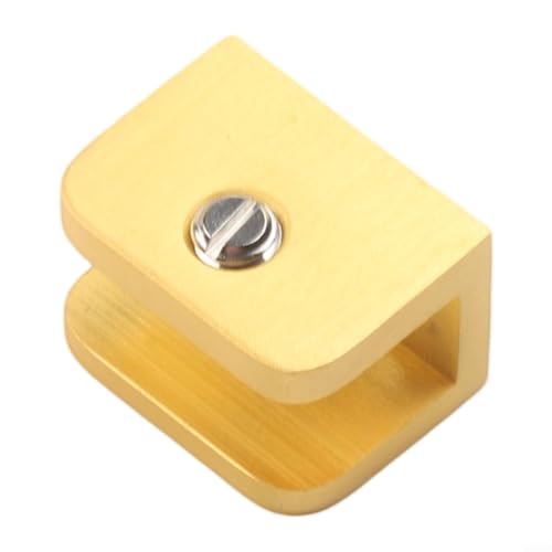 Zilimontt Verstellbare Glasregalhalterungen aus Kupfer, Gold, 32 x 24 x 21 mm und 22 x 24 x 18 mm, massives Messing, Klemmhalter mit Gummi-Pads für dicke Glasplatten, ohne Bohren, Wandhalterung (L) von Zilimontt