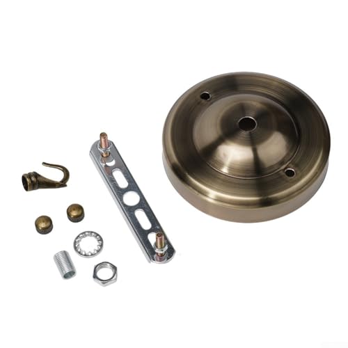 Zilimontt Vintage-Deckenrosette mit Haken, Deckenhalterung aus Eisen für Hängelampe, Kronleuchter oder Laterne, Metallprägung mit Back-Finish, maximale Belastung 10 kg, (Bronze) von Zilimontt