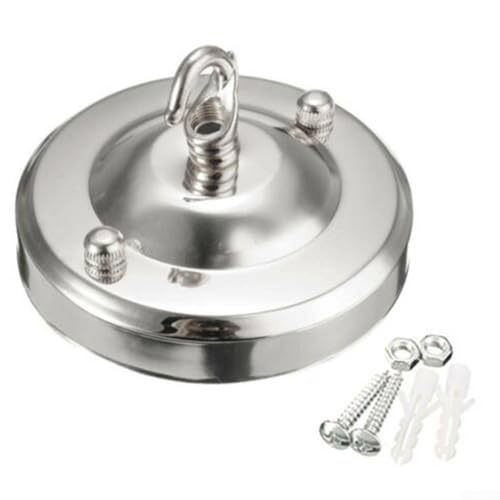 Zilimontt Vintage-Deckenrosette mit Haken, Deckenhalterung aus Eisen für Hängelampe, Kronleuchter oder Laterne, Metallprägung mit Back-Finish, maximale Belastung 10 kg, (Chrom) von Zilimontt