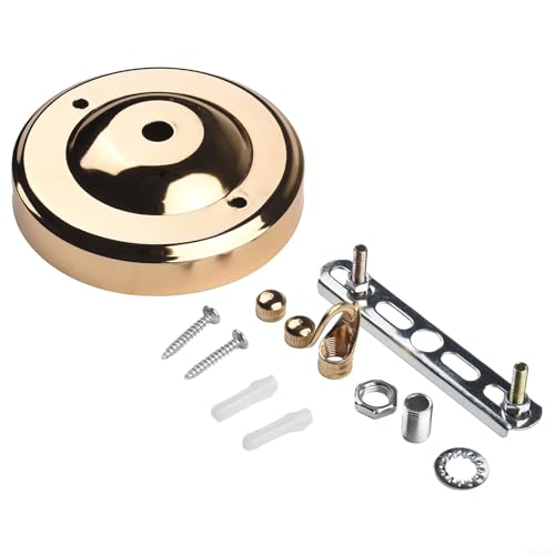 Zilimontt Vintage-Deckenrosette mit Haken, Deckenhalterung aus Eisen für Hängelampe, Kronleuchter oder Laterne, Metallprägung mit Back-Finish, maximale Belastung 10 kg, (Gold) von Zilimontt