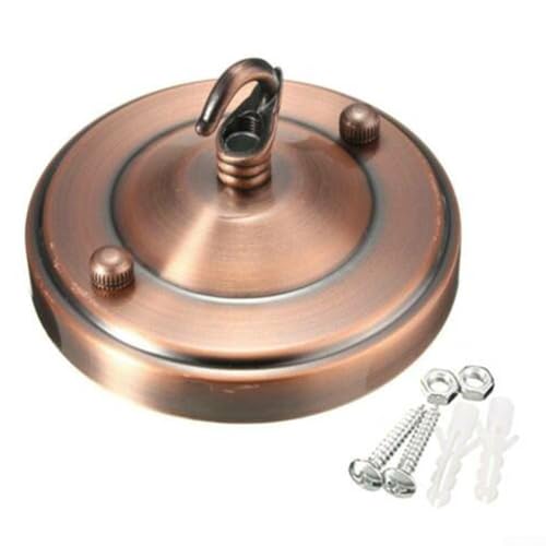 Zilimontt Vintage-Deckenrosette mit Haken, Deckenhalterung aus Eisen für Hängelampe, Kronleuchter oder Laterne, Metallprägung mit Back-Finish, maximale Belastung 10 kg, (antikes Kupfer) von Zilimontt