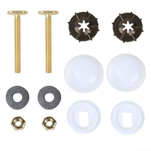 Zilimontt WC-Flansch-Befestigungsschrauben-Set mit Wachsring, Butterdichtung und Verriegelungsankerschrauben, langlebige ABS- und Karbonstahl-WC-Sitz-Ersatzteile für sichere (WC-Ankerschrauben A) von Zilimontt