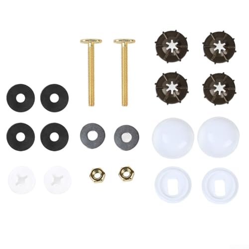 Zilimontt WC-Flansch-Befestigungsschrauben-Set mit Wachsring, Butterdichtung und Verriegelungsankerschrauben, langlebige ABS- und Karbonstahl-WC-Sitz-Ersatzteile für sichere (WC-Ankerschrauben B) von Zilimontt