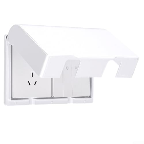 Zilimontt Wasserdichte Steckdosenabdeckung für Badezimmer oder Küche, robuster Wandmontage, Steckdosenschutz mit Spritzschutzhaube, langlebige Kunststoff-Schalterplatte (weiß) von Zilimontt