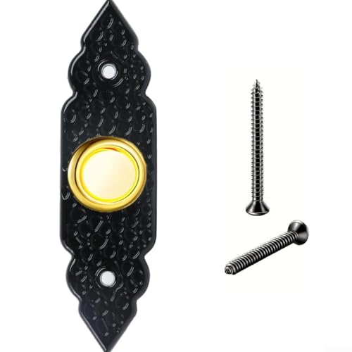 Zilimontt Zinklegierung Türklingel Druckknopf verdrahtet Licht Türklingeltasten mit Schrauben für Zuhause Haustür wetterfest beleuchtete Taste DC 12-24V Schwarz 9,7x2,7cm von Zilimontt