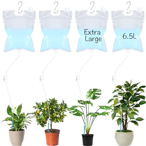 Ziliny 4 Pcs Extra Large Plant Automatic Watering Bag 6.5L Drip Irrigation Bag Self Automatic Watering System Drip Irrigation Device with Adjustable Valve Switch for Gardening Flower Outdoor, Clear Ziliny 4 Pcs Extra Large Plant Automatic Watering Bag 6.5L Drip Irrigation Bag Self Automatic Watering System Drip Irrigation Device with Adjustable Valve Switch for Gardening Flower Outdoor, Clear von Ziliny