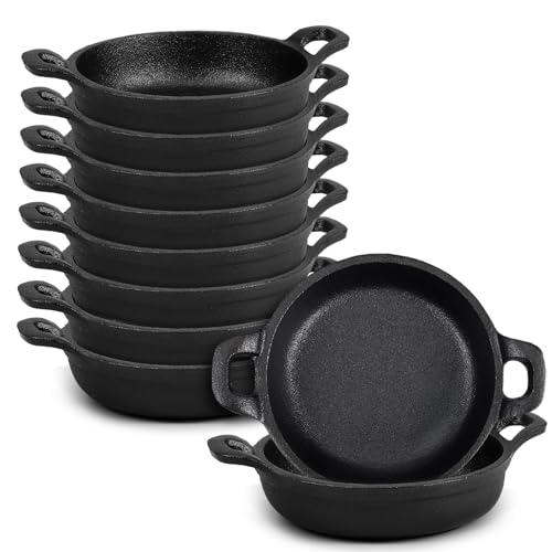 Ziliny Mini-Gusseisen-Bratpfannen, 12,7 x 12,7 x 3,3 cm, Gusseisen-Pfanne, kleine Auflaufförmchen-Set, schwarze Auflaufform, Kochgeschirr, ofenfest, Mini-Bratpfannen für Küche, Innen- und Außenbereich von Ziliny