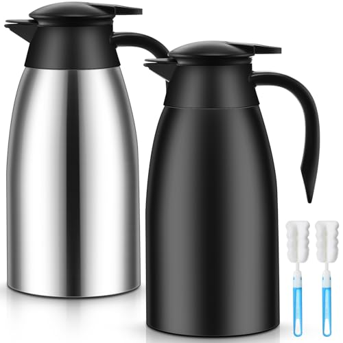 Ziliny Thermo-Kaffeekaraffe, isoliert, Edelstahl, doppelwandig, Vakuum-Kaffeekaraffe für Kaffee, Getränke, Wasser und Tee, 12 x 24 Stunden kalt (Silber, Schwarz) von Ziliny