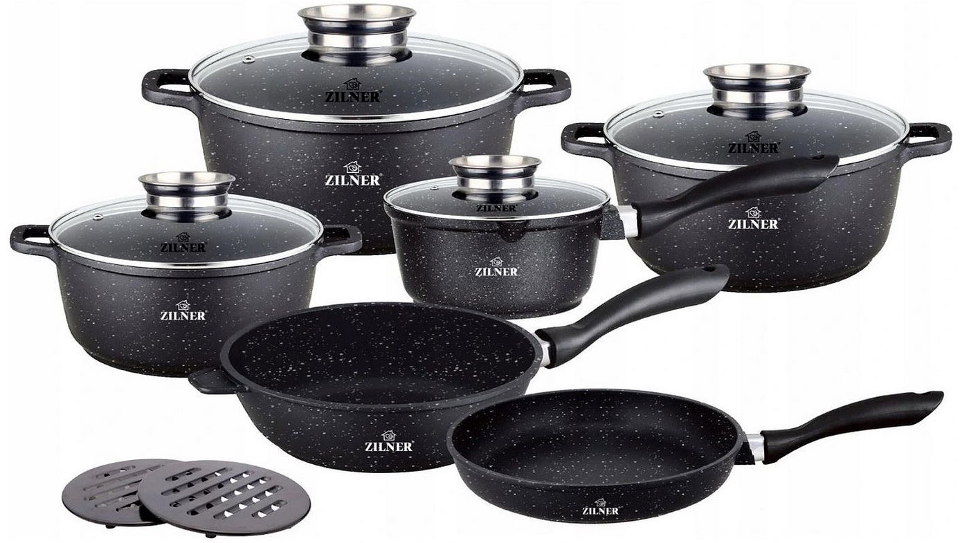 Zilner Topf-Set Hochwertige Töpfe in verschiedenen Größen mit Pfannen Kasserollen, Aluminiumguss, Keramik, Edelstahl (Passt in jede Küche! 1.3L / 1.5L / 2.3L / 3.1L / 3.4L / 4.5L / 6.8L, 17-tlg., Es ist eine perfekte Geschenkidee für jeden Anlass), Innovative Aroma Knob-Griffe Zilner Topf-Set Hochwertige Töpfe in verschiedenen Größen mit Pfannen Kasserollen, Aluminiumguss, Keramik, Edelstahl (Passt in jede Küche! 1.3L / 1.5L / 2.3L / 3.1L / 3.4L / 4.5L / 6.8L, 17-tlg., Es ist eine perfekte Geschenkidee für jeden Anlass), Innovative Aroma Knob-Griffe von Zilner