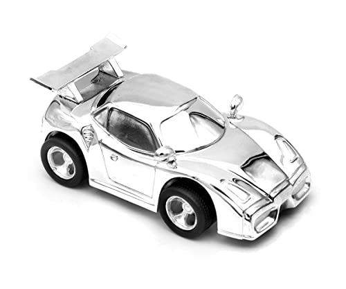 Spardose Rennauto 15,4x7,2x4,8cm versilbert anlaufgeschützt (Gravur bis 15 Zeichen) von Zilverstad