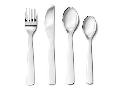 Zilverstad 6825030 Kinderbesteck glatt, 4-teilig, Edelstahl 304, silberfarben, 21.5 x 15.5 x 2.5 cm von Zilverstad