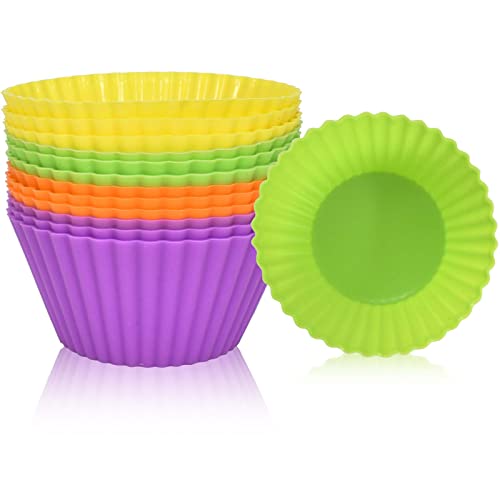 Zimoer 12 Stück Muffin Backform Silikon Cupcake Förmchen Antihaft Wiederverwendbare Muffinbackformen Silikonformen Backen Muffins Eierkuchen Pudding Torten Gebäcke für Party Zuhause Bäckerei von Zimoer