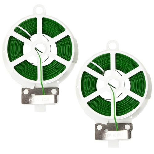 200 m Bindedraht Grün – Gartendraht mit Abschneidevorrichtung & Cutter – Pflanzendraht für Pflanzenbinder, Blumendraht & Rankhilfe – Vielseitiger Grüner Gartendraht für Garten und Haushalt von Zimoer