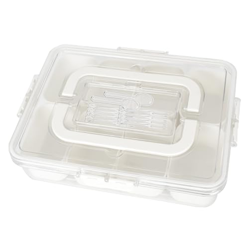 Zimoer Snackschale mit Deckel, Quadratisches Snackteller mit Fächern, Gerichte Lebensmittel Lagerung Behälter Einzelnen Fächern, Snackbox Organizer für SüßIgkeiten Candy Veggie Keks Nüsse Obst (L-2) von Zimoer