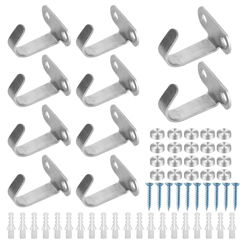 Zimoer 10 Stück Deckenhaken Haken, Edelstahl Haken zum Schrauben Handtuchhaken Kleiderhaken, Robuste J-Förmige Wandhaken mit Schrauben für Kleiderschrank, Küche, Badezimmer, Wandleuchten (Silber) von Zimoer