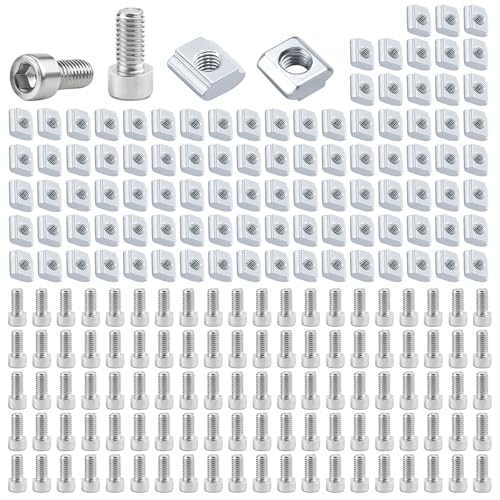 Zimoer 100 Nutensteine M5 mit 100 Schrauben, Serie 2020 M5 Nutsteine Set T-Nut Typ B, Kohlenstoffstahl T Nutenstein und Innensechskantschraube Steckverbindersatz für Aluminiumprofil-Extrusionsschlitz von Zimoer
