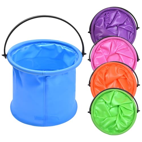 Zimoer 2L Faltbarer Eimer, 5 Stück Multifunktion Strand Falteimer Tragbarer Eimer Klein Bunt Angeleimer Multifunktional Waschschüssel für Mal Camping Angeln Strand Garten Wasserauffang (5 Farbe) von Zimoer