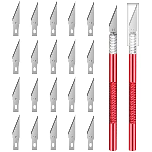 Zimoer Skalpell Set, 2 Bastelmesser 20 Ersatzklingen, Skalpell Basteln, Cuttermesser Basteln, Skalpell Messer, Bastel Skalpell, Exacto Knife Für Diy Kunst Arbeit Schneiden (Rot) von Zimoer