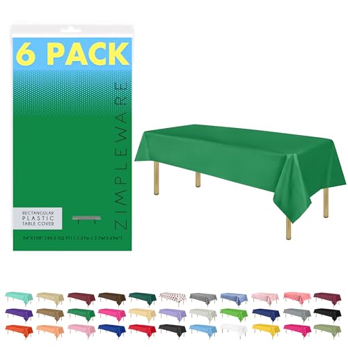 ZIMPLEWARE Green Standard Einweg-Party-Tischdecke, Kunststoff, rechteckig, 137,2 x 274,3 cm, 6 Stück von Zimpleware