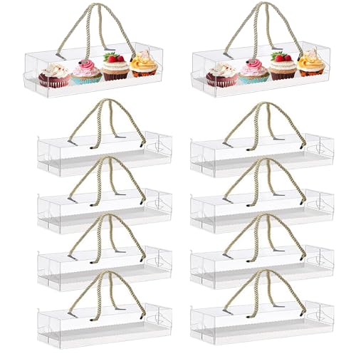 Zinaroty 10 Stück klare Kuchen-Boxen mit Griffen, rechteckige Kunststoff Bäckerei Kuchen Geschenk-Boxen für Geburtstag Hochzeit Dessert Geschenk Party (29.5x7.8x7.8cm) von Zinaroty