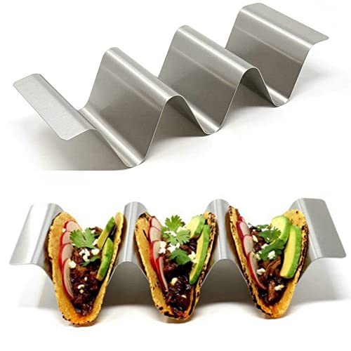 Zinaroty 2 Stück Edelstahl Taco-Halter, gewellte Ständer, Taco-Rack, Taco-Ständer für Haus und Restaurant verwenden von Zinaroty