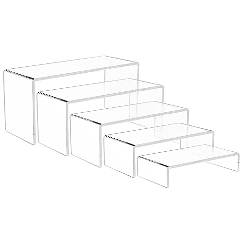 Zinaroty 5 Pack Acryl Display Risers, Klar Acryl Stand für beliebte Figuren, Kuchen, Desserts Tischdekoration Stand Zinaroty 5 Pack Acryl Display Risers, Klar Acryl Stand für beliebte Figuren, Kuchen, Desserts Tischdekoration Stand von Zinaroty