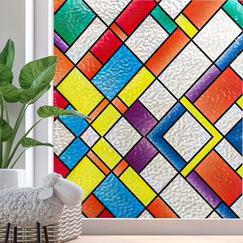 Zindoo Fensterfolie Blickdicht Ohne Klebstoffe 3D Buntes Geometrisches Musterdesign im Retro-Stil Sichtschutzfolie Fenster Statisch Folie Anti-UV 90 x 200cm Zindoo Fensterfolie Blickdicht Ohne Klebstoffe 3D Buntes Geometrisches Musterdesign im Retro-Stil Sichtschutzfolie Fenster Statisch Folie Anti-UV 90 x 200cm von Zindoo