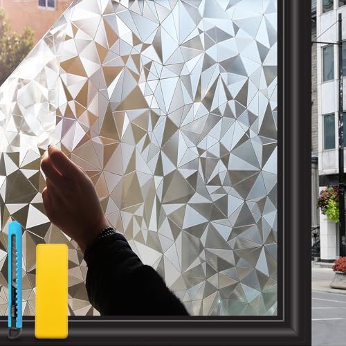 Zindoo Fensterfolie Blickdicht Sichtschutzfolie 90 x 120 cm 2er Set Ohne Kleber Dekorfolie Gute Privatsphäre Schutz für Badezimmer, Duschkabine Sowie Türen, Umkleide von Zindoo