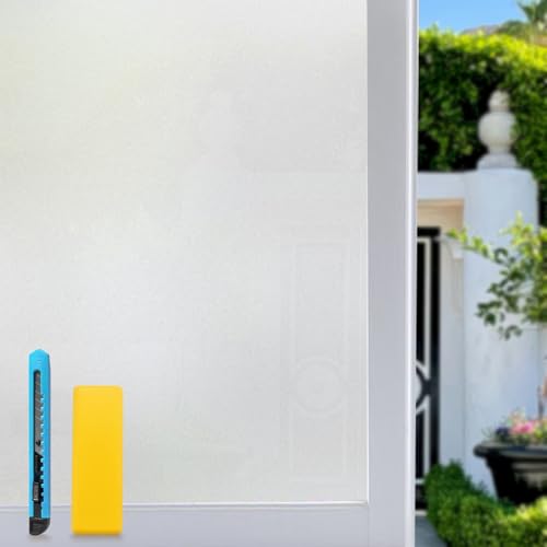 Zindoo Fensterfolie Sichtschutz Blickdicht 44.5 x 120 cm 2er Set Ohne Kleber Dekorfolie Gute Privatsphäre Schutz für Badezimmer, Familie, Umkleide und Konferenzräume von Zindoo