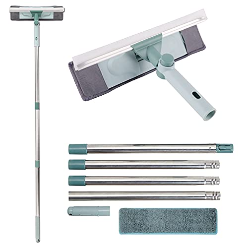 Zindoo 165cm Teleskop Fensterwischer, Langer Glas Fensterreiniger mit Verlängerungsstange und Gummilippe (30cm) für hohe Fenster im Innen- und Außenbereich von Zindoo