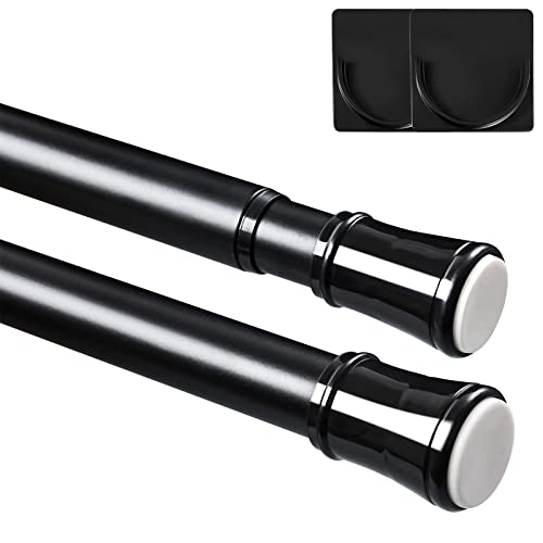 Zindoo Gardinenstange Ohne Bohren 1Stück Schwarz Rostfreie Vorhangstange Ø25mm Duschstange Ausziehbar 90-120cm,Vorhangstange zum Klemmen für Kleiderstange,Küche,Fenster,Schlafzimmer von Zindoo