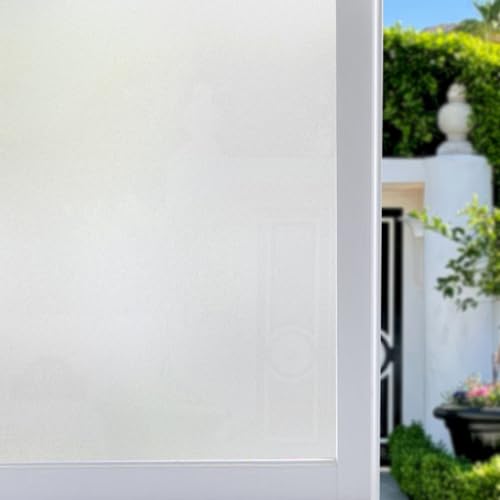 Zindoo Milchglasfolie Selbstklebend Fenster Ohne Kleber Fensterfolie Blickdicht Gute Privatsphäre Schutz für Badezimmer, Familie, Umkleide und Konferenzräume 44.5 x 300 cm von Zindoo
