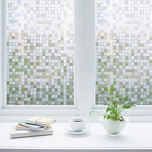 Zindoo Mosaic Fensterfolie Sichtschutz Sichtschutzfolie Ohne Kleber Milchglasfolie Gute Privatsphäre Schutz für Badezimmer, Umkleide und Konferenzräume 44.5 x 200CM von Zindoo