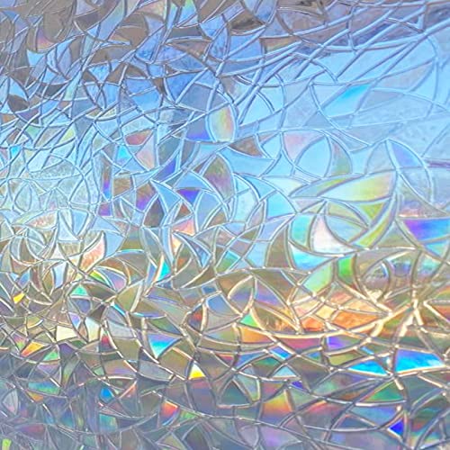 Fensterfolie 3D Regenbogen Effekt für Dekoration und Schutz der Privatsphäre Anti-UV Fensterfolie Fensterfolie Selbstklebend für Büro Schlafzimmer Türen Haus 30 × 400 cm von Zindoo