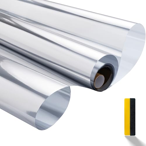 Zindoo Spiegelfolie Fenster 75x400cm UV-Schutz Sonnenschutzfolie Fenster innen oder außen Wärmereflektion Blickdichte Fensterfolie Tagsüber Sichtschutz Silber Zindoo Spiegelfolie Fenster 75x400cm UV-Schutz Sonnenschutzfolie Fenster innen oder außen Wärmereflektion Blickdichte Fensterfolie Tagsüber Sichtschutz Silber von Zindoo