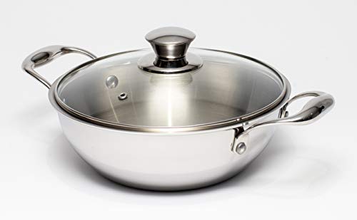 Zinel 5036 dreilagiger Wok mit Glasdeckel, 4,3 l - 26 cm, Edelstahl von Zinel