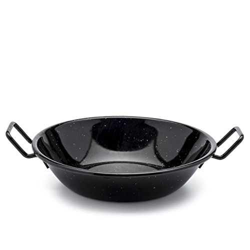 Zinel Pfanne/Kadai/Wok mit Griffen, Emaille, schwarz/weiße Punkte, Emailliert, Black/White Dots, 26 cm von Zinel