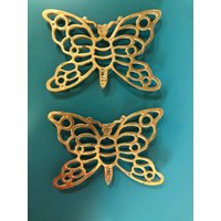 Messing Schmetterling Untersetzer, Cottage Core, Kitchen Kitsch, Vintage Wanddekoration von ZingoFinds