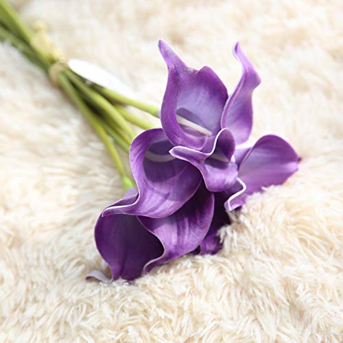 Zinsale 12 Stück künstliche Calla-Lilien Bündel PU Seide Blumen Hochzeit Bouquet Zweig künstliche Sonnenblumen Floral Arrangements Tischdekoration Home Decor violett von Zinsale