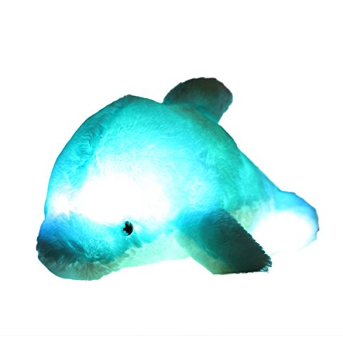 Zinsale 7 Farbwechsel LED aufhellen Gefülltes Delphin Spielzeug Plüsch Kissen Plüschtiere Nachtlicht (Weiß, 45cm) von Zinsale