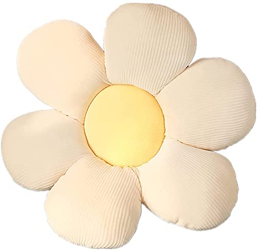 Zinsale Niedliches BlumenBodenkissen, Überwurfkissen, IndieRaumdekoration, Kissen für Teenager, Tweens, Mädchen, Plüsch, Stofftier für Kinder, Lesen, Necke,Schlafzimmer (40CM, Beige + Gelb) von Zinsale