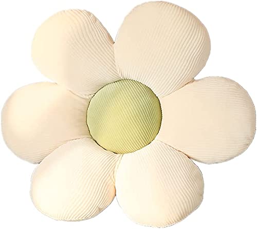 Zinsale Niedliches BlumenBodenkissen, Überwurfkissen, IndieRaumdekoration, Kissen für Teenager, Tweens, Mädchen, Plüsch, Stofftier für Kinder, Lesen, Necke,Schlafzimmer (Beige + Grüner, 50cm) von Zinsale