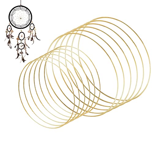 12 Stück 2 Größen Metallringe zum Basteln, 25cm+30cm Gold Metallring Deko Ringe zum aufhängen, Drahtringe zum Basteln Deko Ringe für Hochzeitskranzdekor, Wandbehang, Wickeltechnik Traumfänger von Zinueen