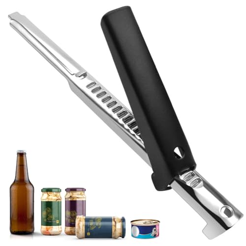 2-in-1 Multifunktions-Edelstahl Flaschenöffner für Senioren mit Arthritis, Verstellbarer Glasöffner Schraubdeckelöffner für Schwache Hände, Manueller Deckelgreifer und Flaschenöffner von Zinueen