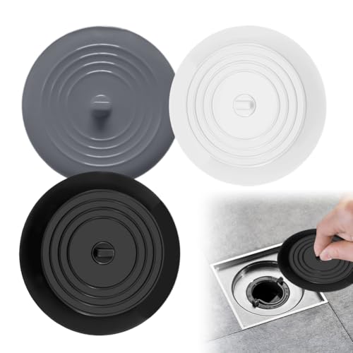 3 Stück Abflussstopfen Silikon, Universal Stöpsel für Spülbecken & Waschbecken, Abflussstopfen mit Sieb/Auffangsieb, Badewannenstöpsel für Küche, Bad, Dusche (45-42mm) von Zinueen