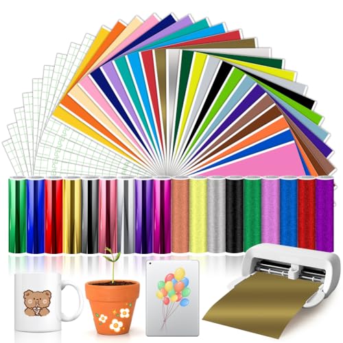 50 Stück Smart Vinyl Permanent für Cricut Joy Xtra, Vinyl Plotter Film Smart Metallic Vinyl Smart Glitzer Vinyl Plotterfolie Selbstklebend Transferfolie Plotter Set für DIY Tassen, Auto,Dekoration 50 Stück Smart Vinyl Permanent für Cricut Joy Xtra, Vinyl Plotter Film Smart Metallic Vinyl Smart Glitzer Vinyl Plotterfolie Selbstklebend Transferfolie Plotter Set für DIY Tassen, Auto,Dekoration von Zinueen